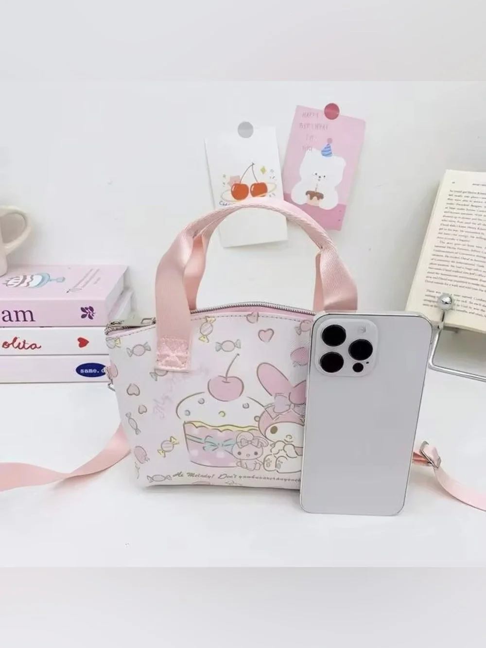 Hello Kitty Pink and Peach Mini Shoulder Tote Cute